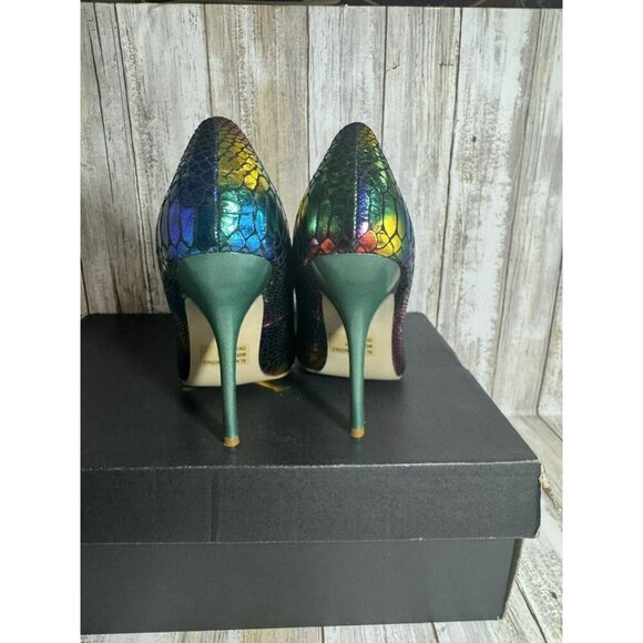 Miss Me Metallic Rainbow Snake Print Heels Pumps Colorful Size 7.5 - Picture 5 of 7